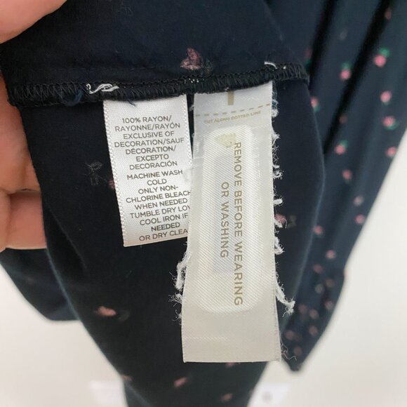 Loft Floral Midi Dress Ruffles Women Small Milkmaid Peasant Black Tiered - Picture 5 of 9